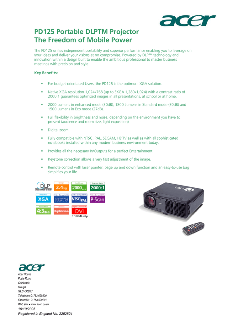 Pd125 Portable Dlptm Projector The Freedom Of Mobile Power