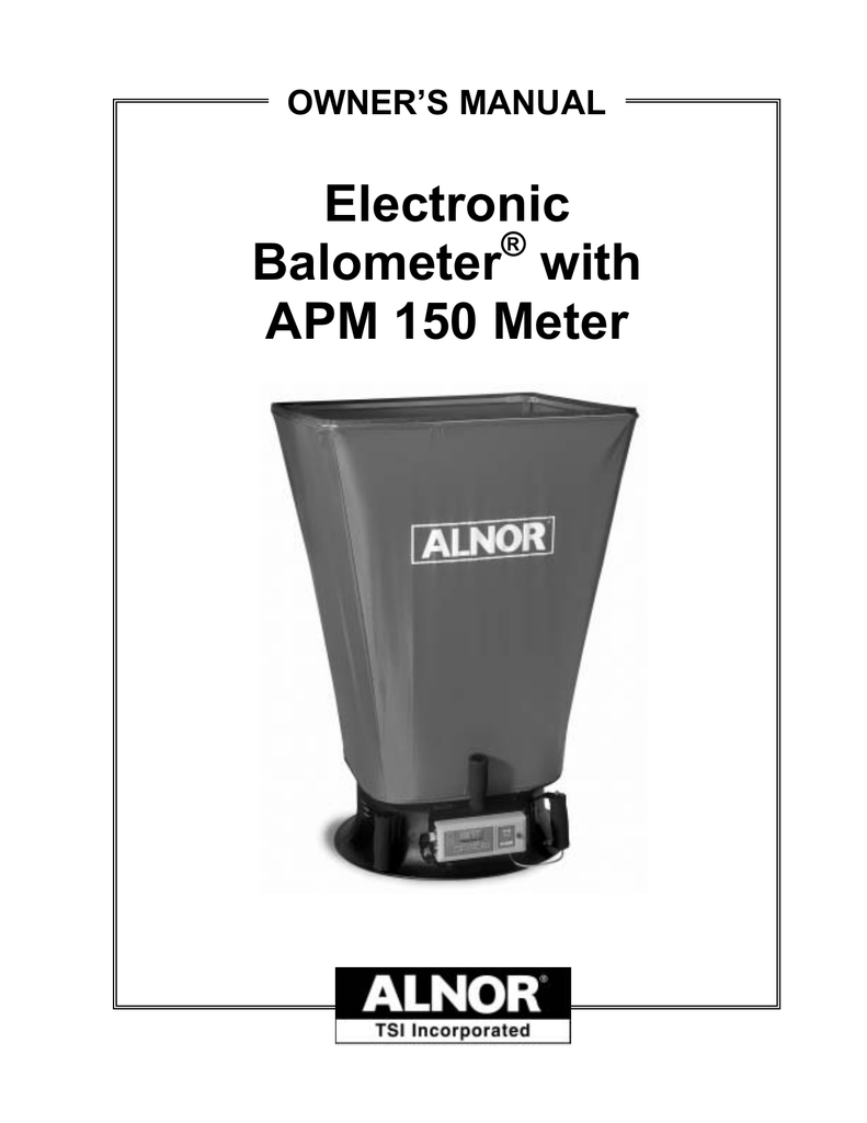 ELECTRONIC BALOMETER SPECIFICATIONS . Alnor APM 150 Alnor