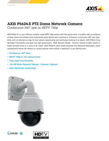 AXIS P5624-E PTZ Dome Network Camera - Datasheet | Manualzz