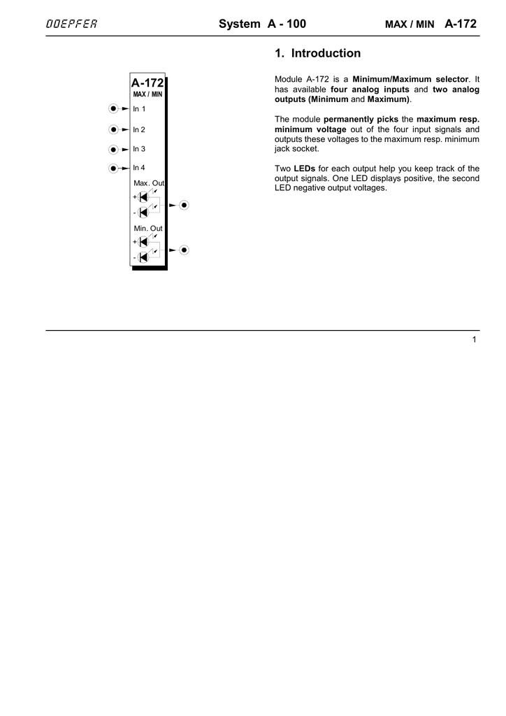 Doepfer A-172 Minimum/Maximum Selector User's Manual | Manualzz