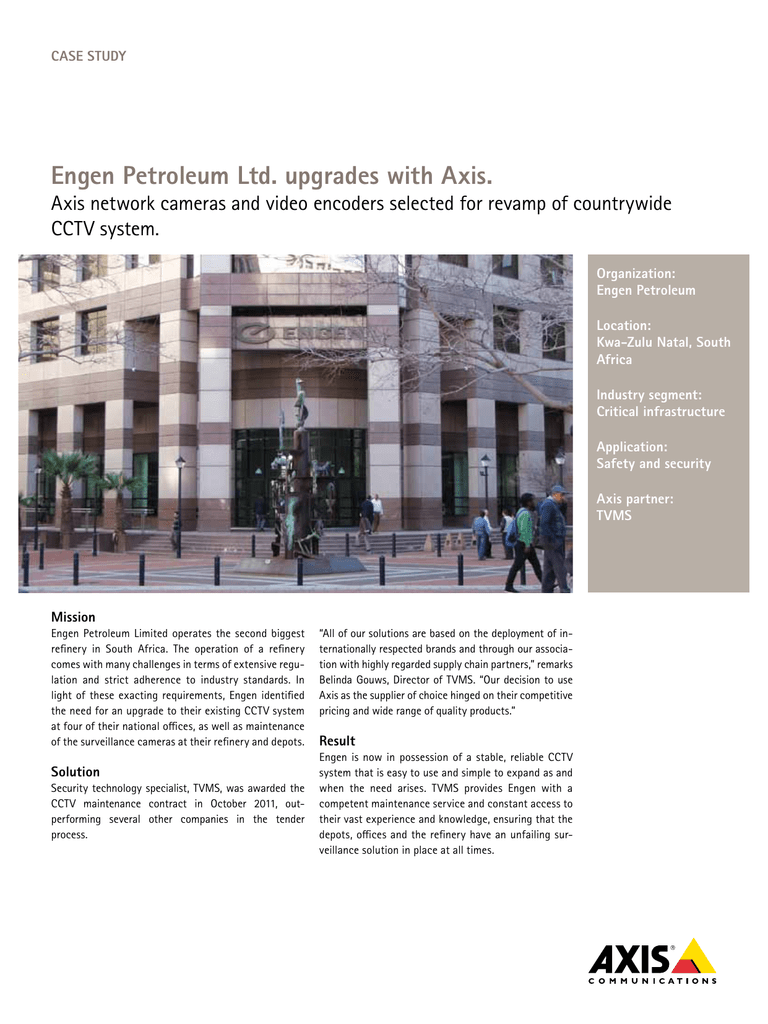 Engen Petroleum Ltd Upgrades With Axis Cctv System Manualzz