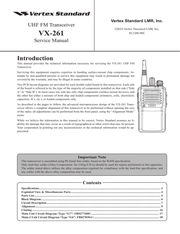 Vx 261 Introduction Uhf Fm Transceiver Service Manual Manualzz