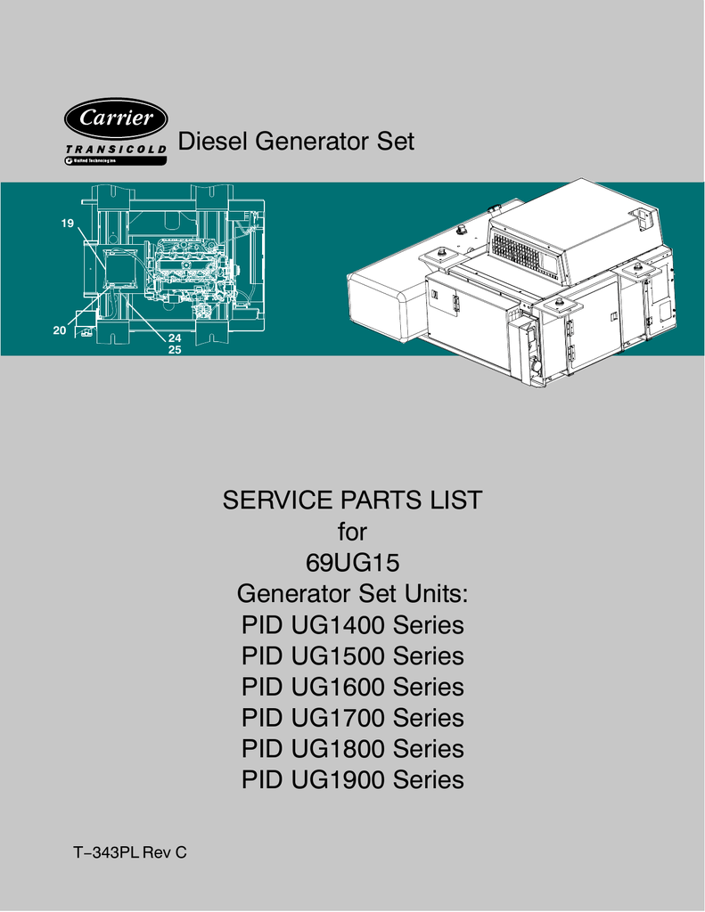 Diesel Generator Set SERVICE PARTS LIST for 69UG15 Manualzz