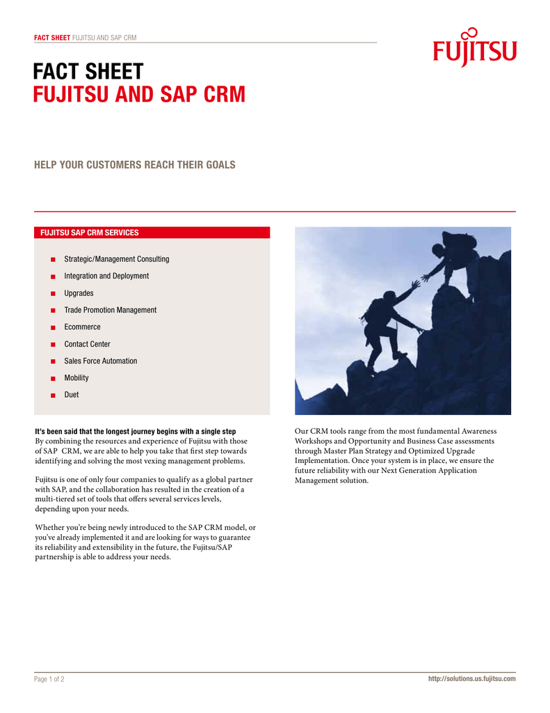 Fact Sheet Fujitsu And Sap Crm Help Your Customers Reach Their Goals Manualzz