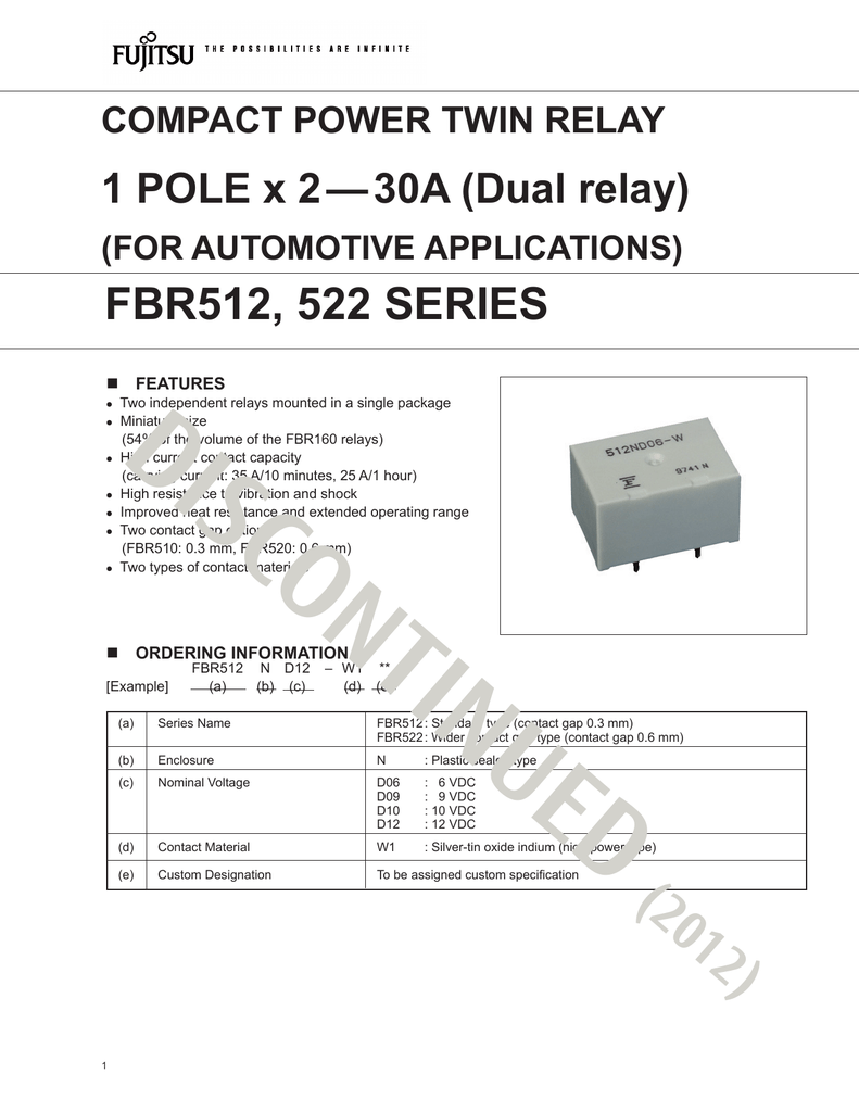 Disc Fbr512 522 Series 1 Pole X 2 30a Dual Relay Manualzz