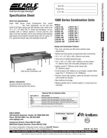Eagle Group BC10C-18L Specification sheets | Manualzz