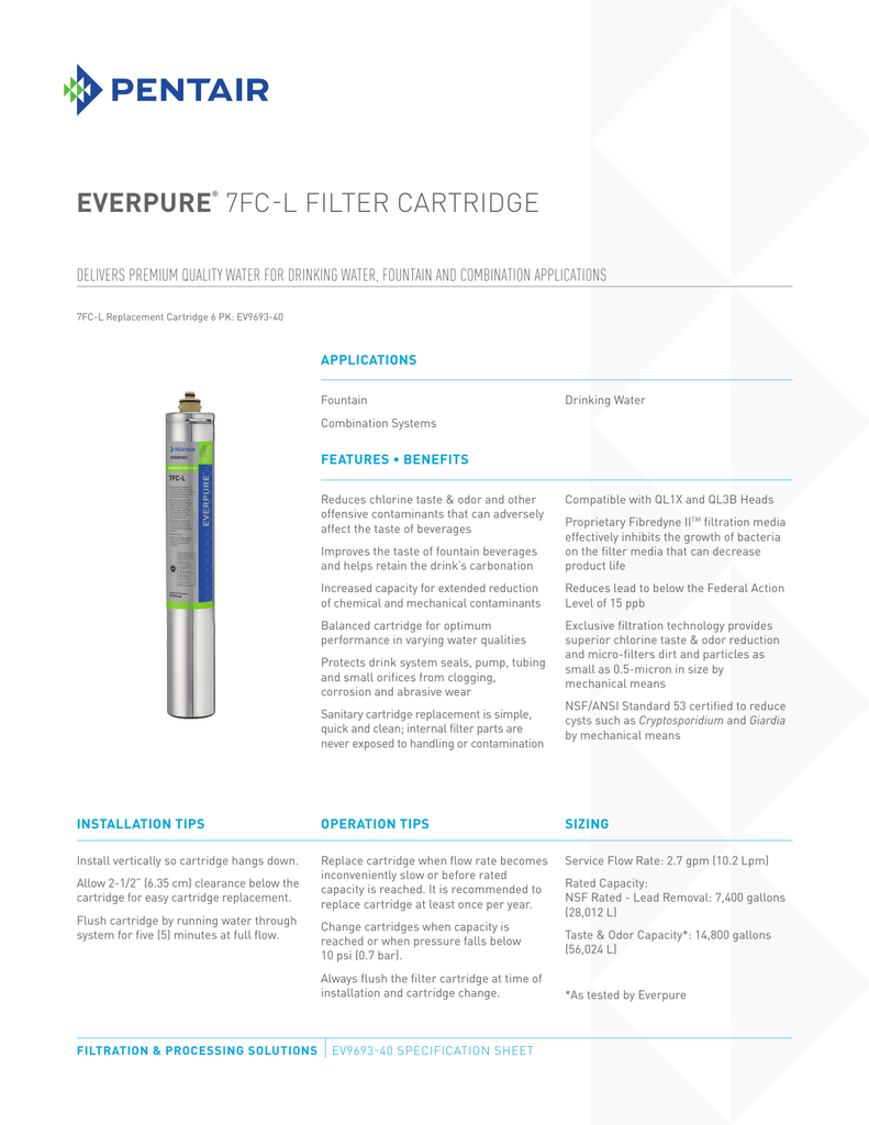 EVERPURE 7FCL FILTER CARTRIDGE APPLICATIONS Manualzz