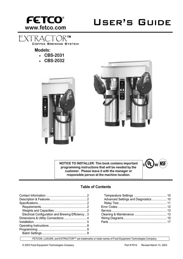 User S Guide Www Fetco Com Table Of Contents Manualzz