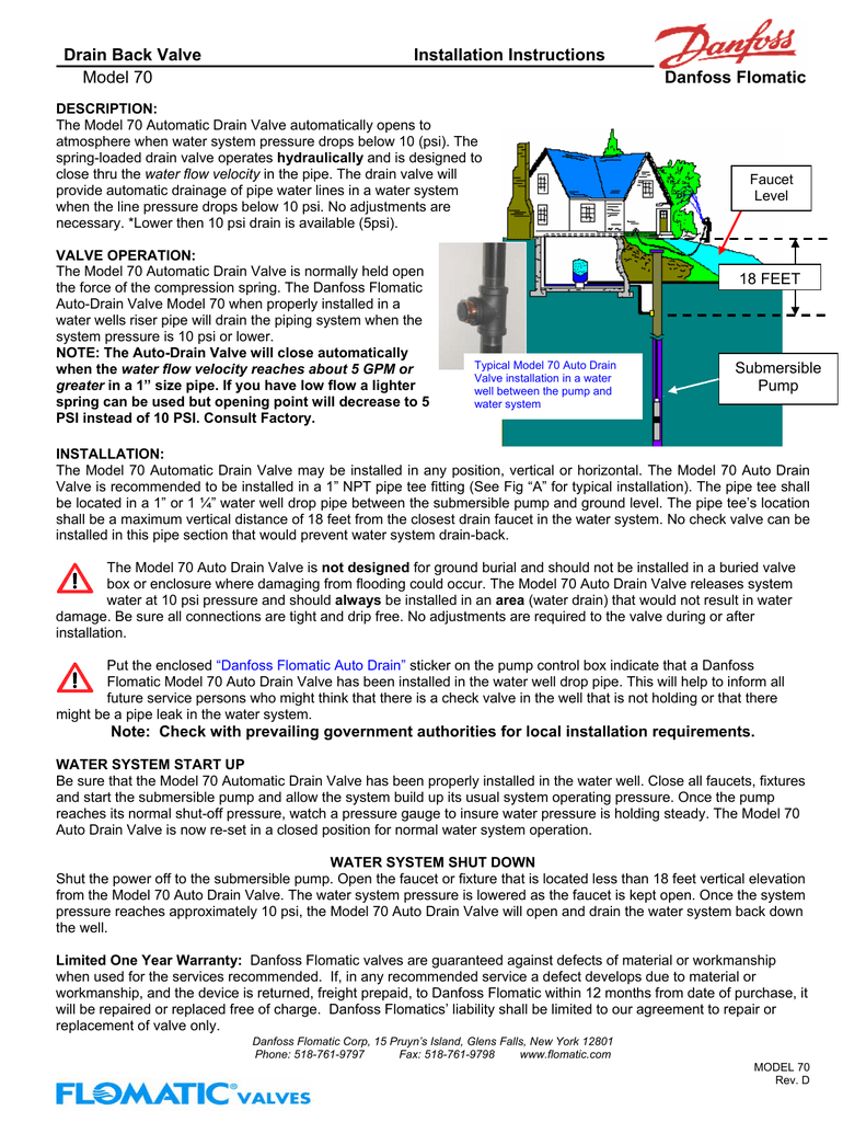 Drain Back Valve Installation Instructions Danfoss Flomatic Manualzz