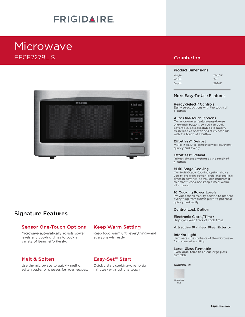 Frigidaire FFCM1134L 1.1 Cu. Ft. Microwave, Stainless Steel