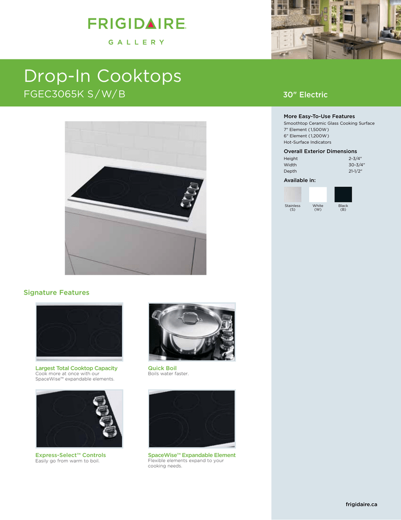 Drop In Cooktops Fgec3065k S W B 30 34 Electric Manualzz