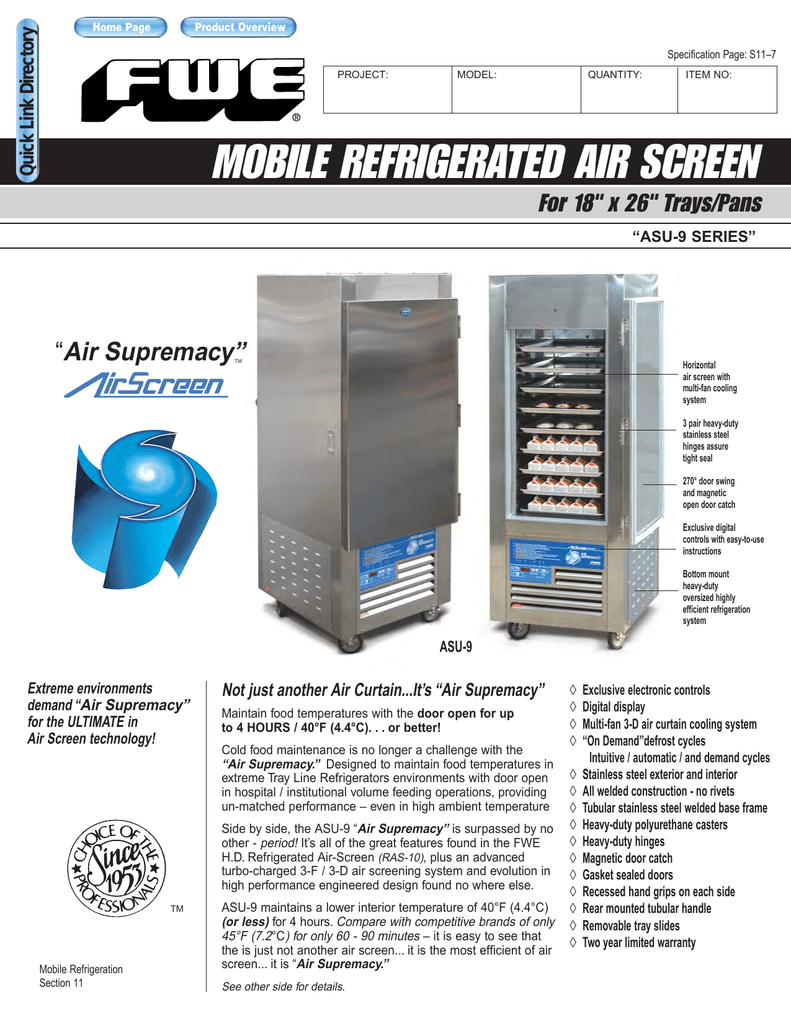 Mobile Refrigerated Air Screen Air Supremacy For 18 34 X 26