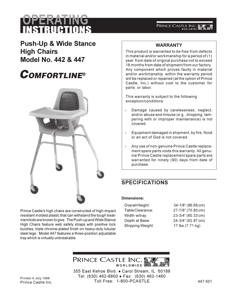 prince castle high chair