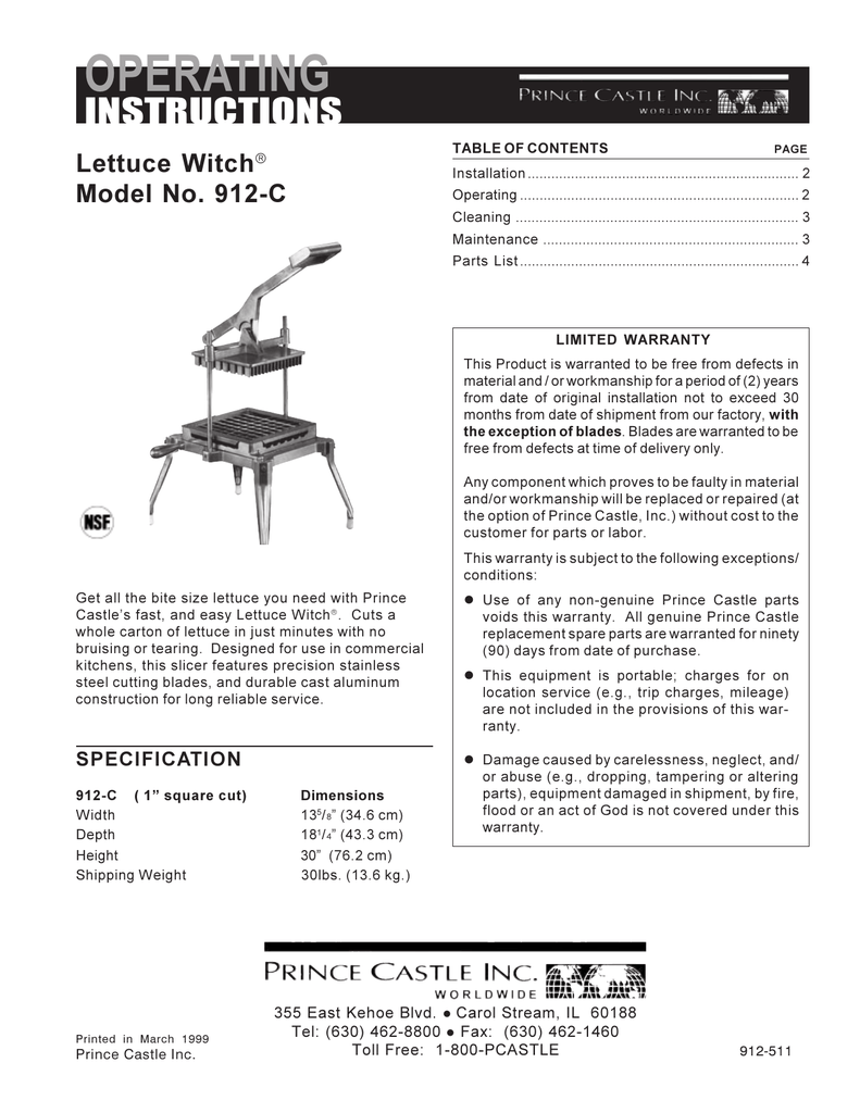 PRINCE CASTLE 912-144 Locking Link