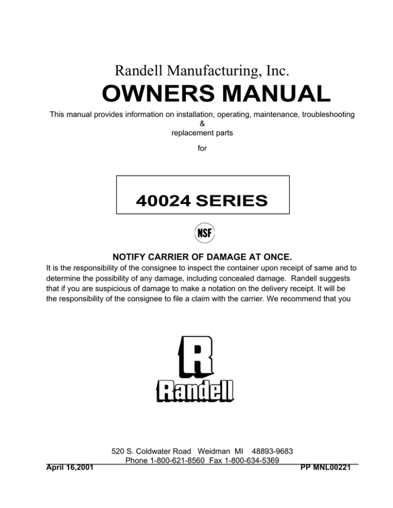 Randell 40024 Operating instructions | Manualzz