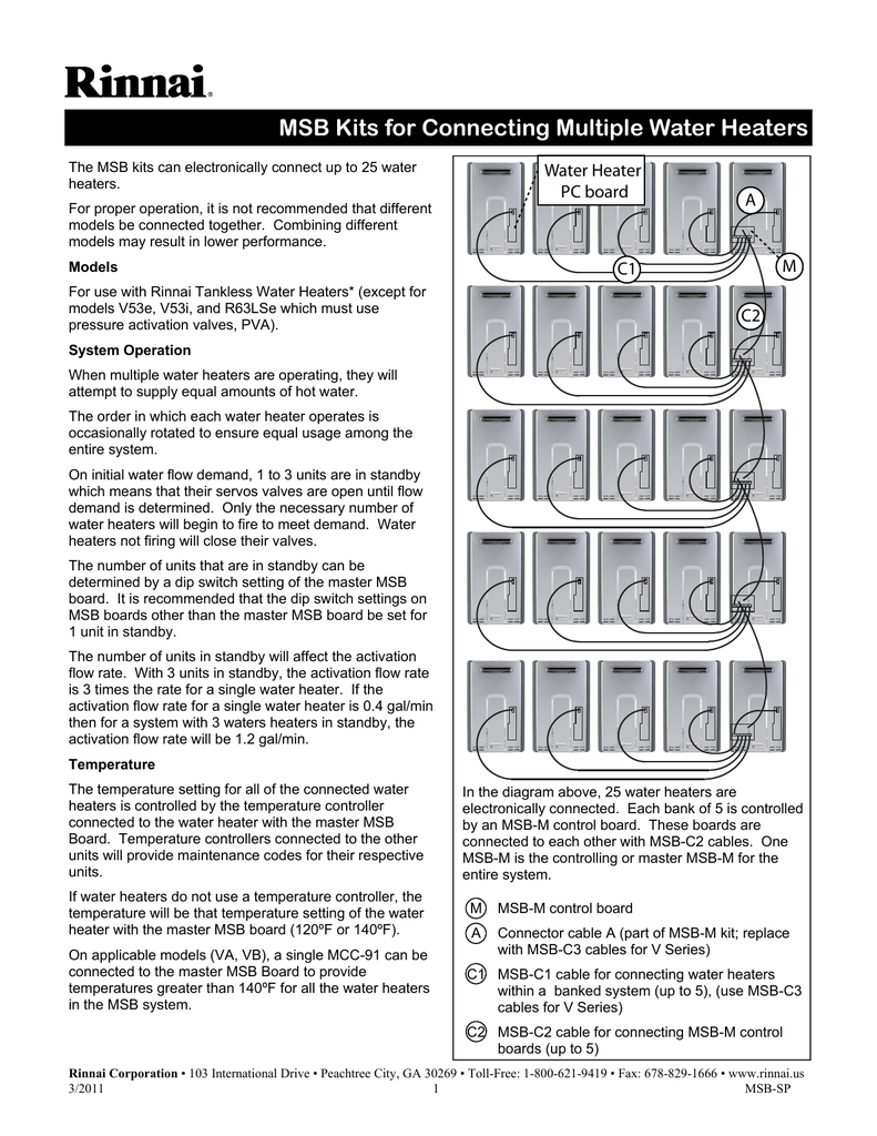 Rinnai REU-MSB-M Rinnai Tankless Water Heaters Multi Unit Control  Specification | Manualzz