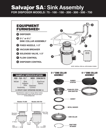 Salvajor Disposers SA-100 General Manual | Manualzz