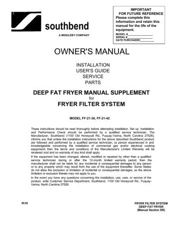 Southbend FF-21-36 Service manual | Manualzz