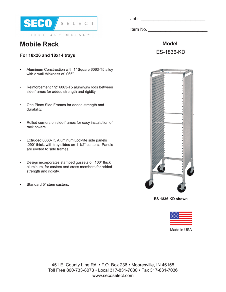 Mobile Rack Model Es 1836 Kd For 18x26 And 18x14 Trays Manualzz Es 1836 Kd For 18x26 And 18x14 Trays