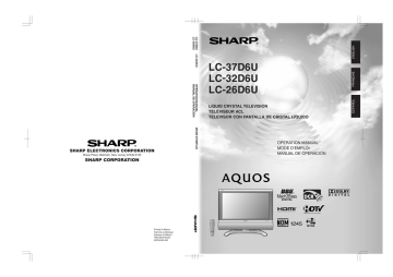 Sharp LC 26D6U Flat Panel Television Operation Manual | Manualzz