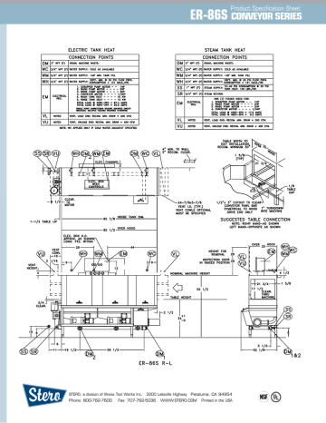 Stero Dishwashers ER-86S Specification Sheet | Manualzz