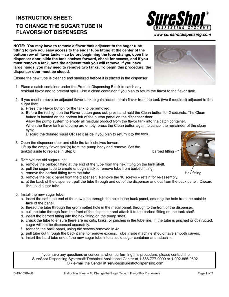 Instruction Sheet To Change The Sugar Tube In Flavorshot