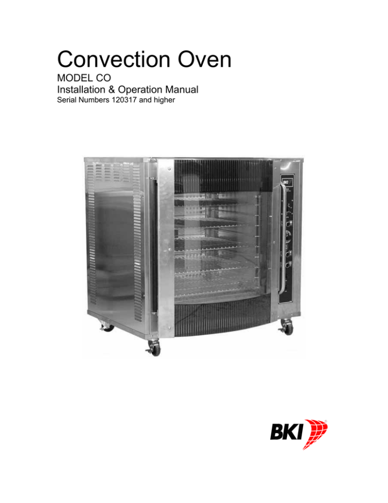 Convection Oven MODEL CO Installation & Operation Manual Manualzz