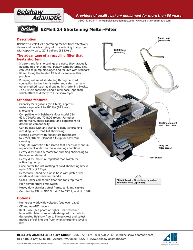 EZMelt 24 Shortening MelterFilter Description Manualzz