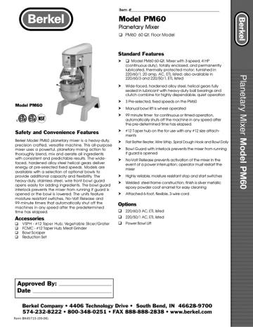 Berkel PM60 General Manual | Manualzz