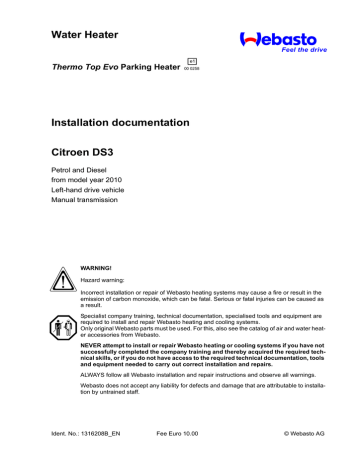 Water Heater Installation documentation Citroen DS3 Thermo Top Evo |  Manualzz  Citroen Ds3 Parking Sensor Wiring Diagram    Manualzz