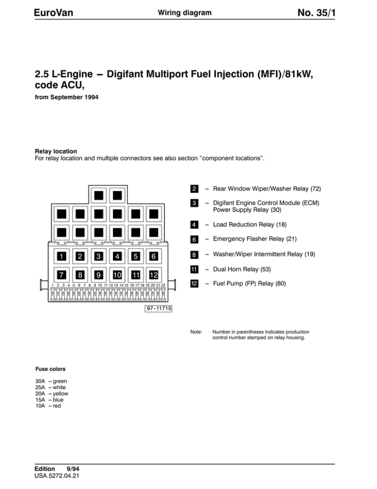 Eurovan No 35 1 2 5 L Engine Digifant Multiport Fuel Injection Mfi 81kw Code Acu Manualzz