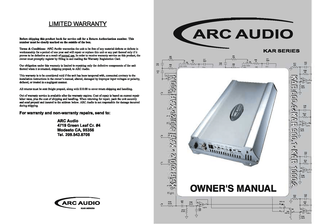 ARC Audio KAR SERIES AMPLIFIER Owner's Manual | Manualzz