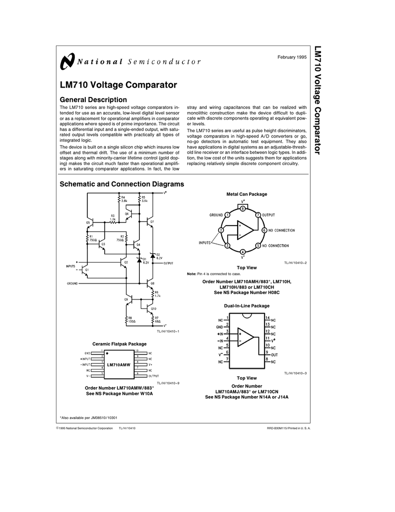 National Semiconductor LM311-H Dual Voltage Comparator IC H08C Metal Can 