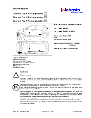 Water Heater Installation Instructions Suzuki Swift Suzuki Swift 4wd Manualzz