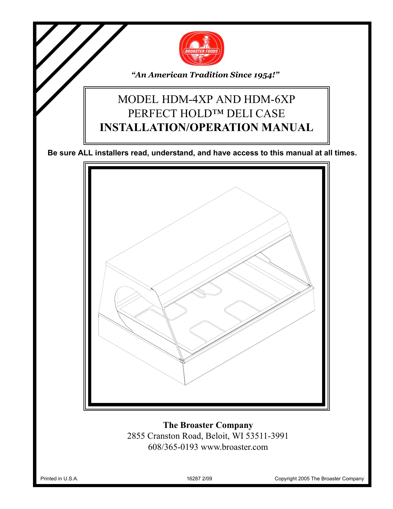 MODEL HDM-4XP AND HDM-6XP PERFECT HOLD™ DELI CASE INSTALLATION/OPERATION  MANUAL The Broaster Company | Manualzz