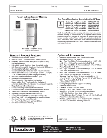 Traulsen RFF332NUT-HHS Specifications | Manualzz