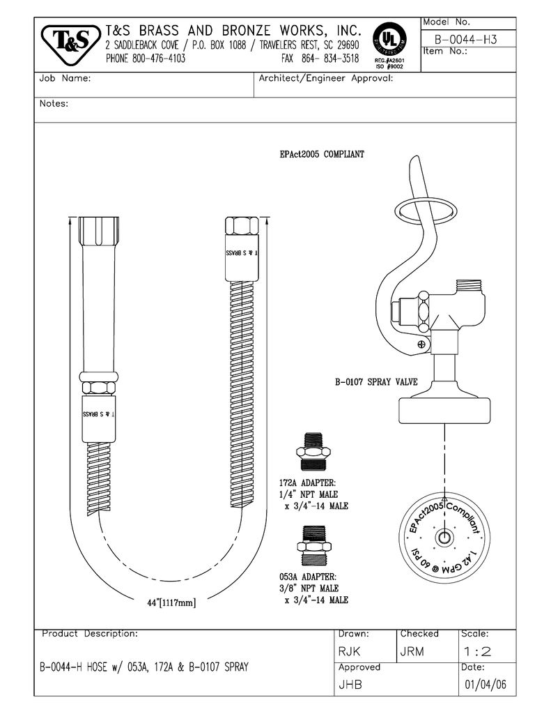 T S Brass Bronze Works B 004 H3 User Manual Manualzz