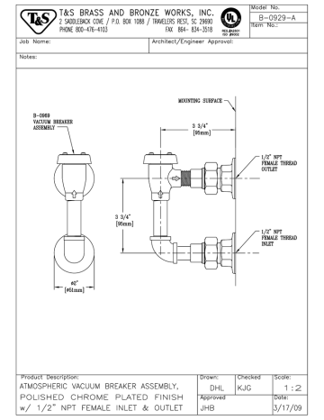 T & S Brass & Bronze Works B-0929-A General Manual | Manualzz