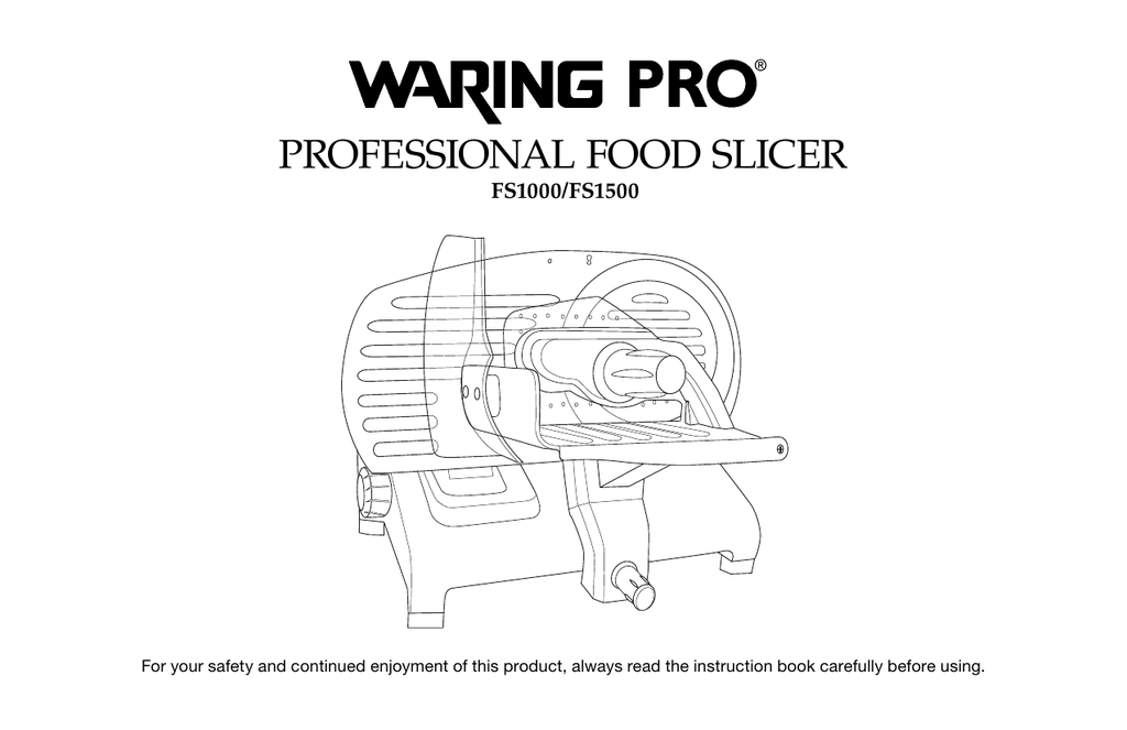 Waring User manual Professional food slicer FS1000/FS1500 Manualzz