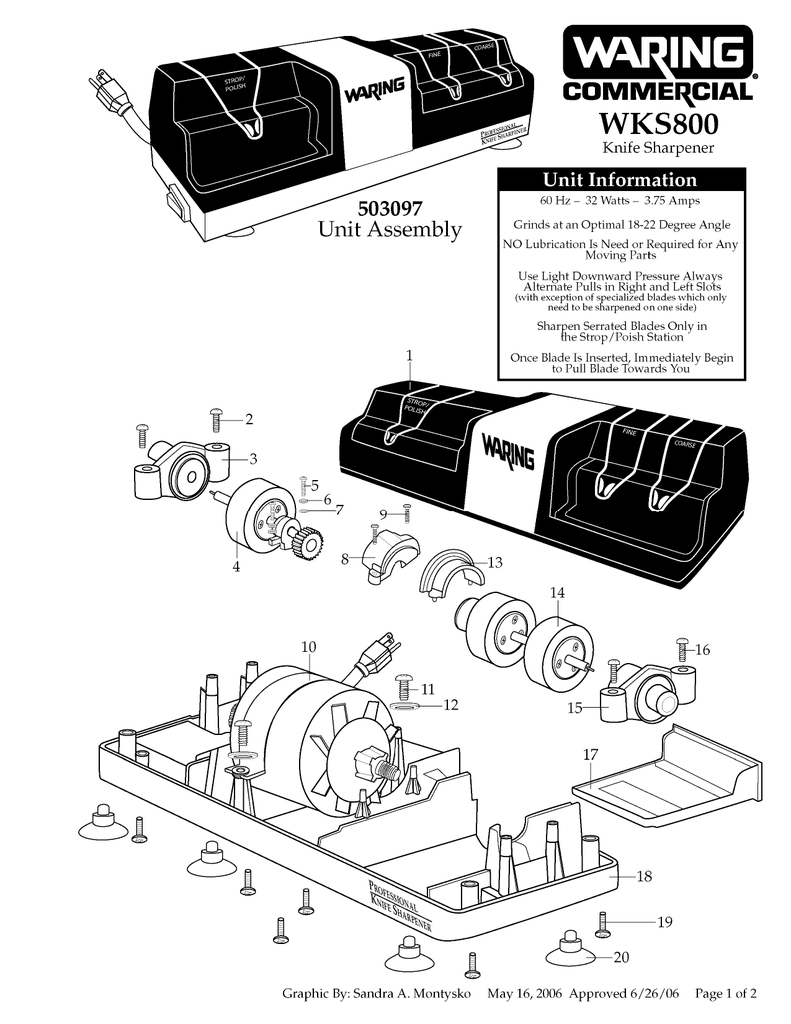 Waring WKS800 ThreeStation Knife Sharpener Parts Diagram Manualzz