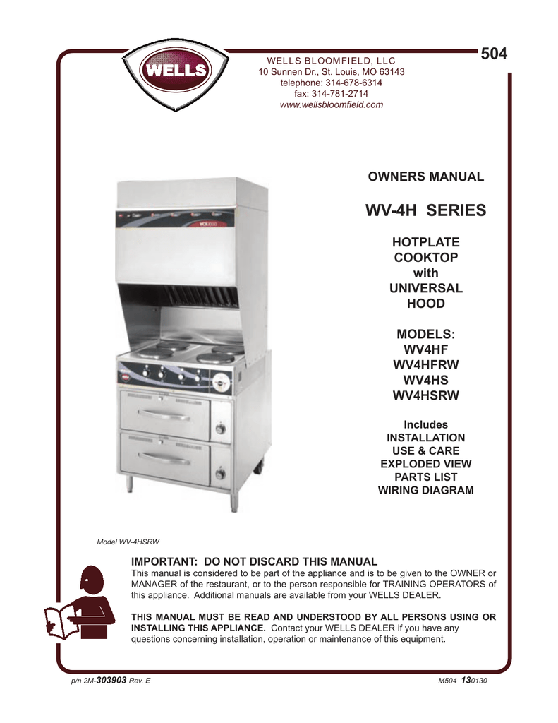504 Wv 4h Series Owners Manual Hotplate Manualzz