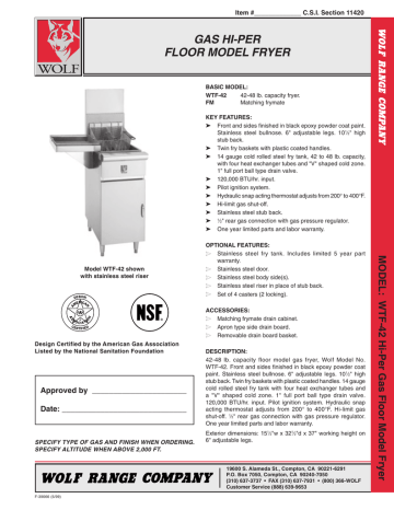 Wolf Range WTF-42 General Manual | Manualzz