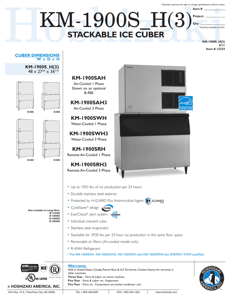 hoshizaki km1900sah