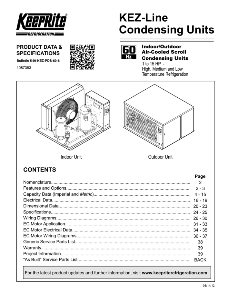 KEZ-Line Condensing Units CONTENTS | Manualzz