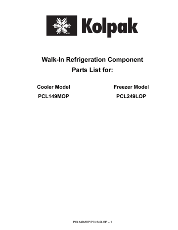 Kolpak Walk-ins PCL249LOP Part Manual | Manualzz
