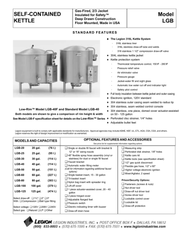 S Ta N D A R D F E The Legion 316l Kettle System Manualzz