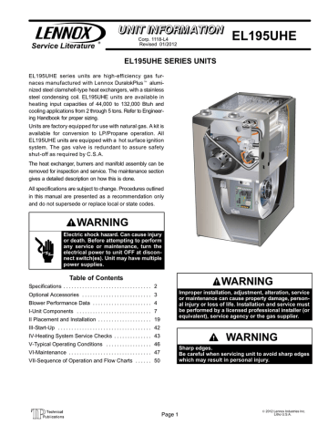 Lennox EL195UH110XE60C Unit Information | Manualzz