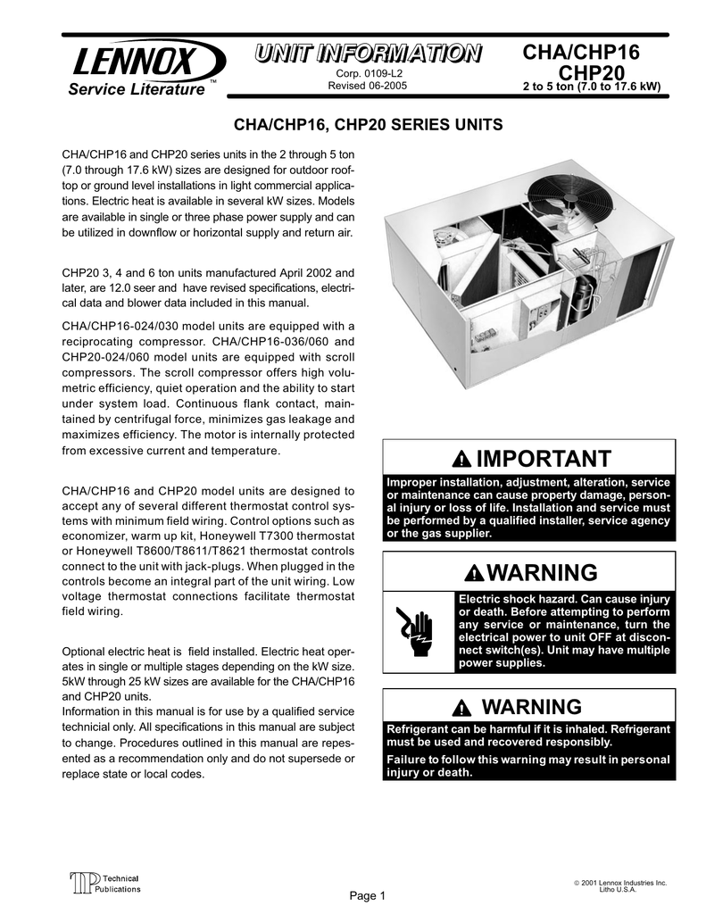 Cha Chp16 Chp20 Service Literature Cha Chp16 Chp20 Series Units Manualzz