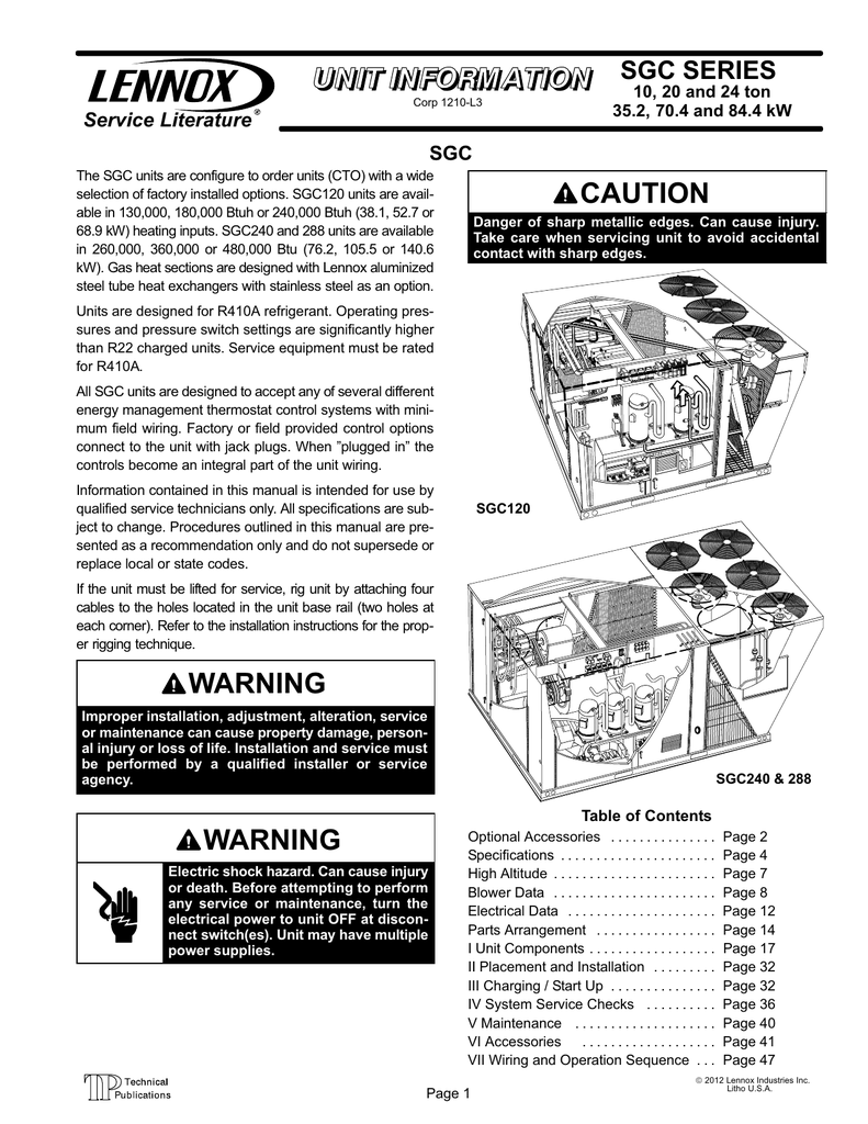 Caution Sgc Series Service Literature Sgc Manualzz