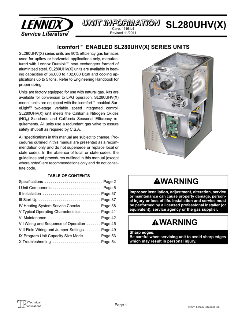 Sl280uhv X Service Literature Enabled Sl280uhv X Series Units Ifort Manualzz